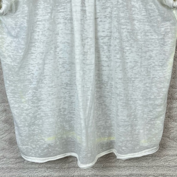 FREE PEOPLE FP Beach Keep Me Oversized Burnout White T-Shirt Top Yellow Seams XS - Picture 11 of 13